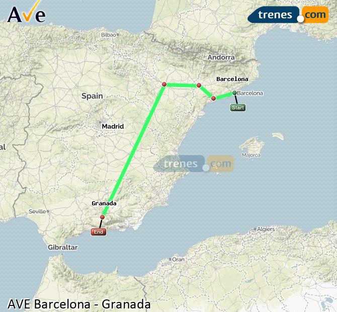 ¿Cuánto se hace en tren de Barcelona a Granada