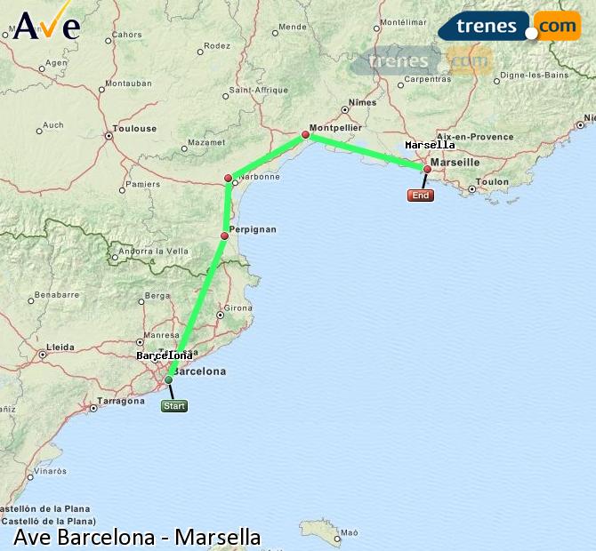 Ampliar mapa AVE Barcelona Marsella