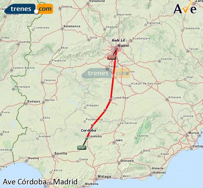 Ampliar mapa AVE Córdoba Madrid