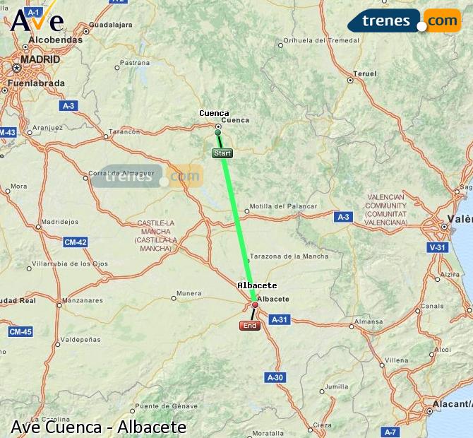 Ampliar mapa AVE Cuenca Albacete