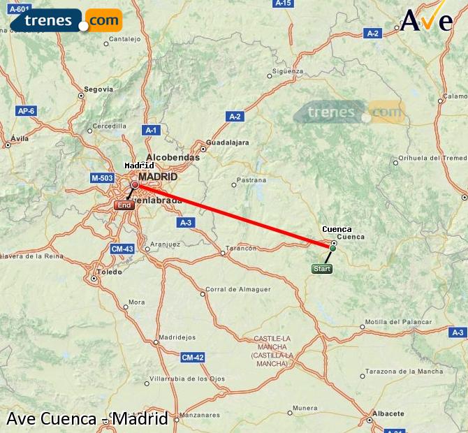 Ampliar mapa AVE Cuenca Madrid