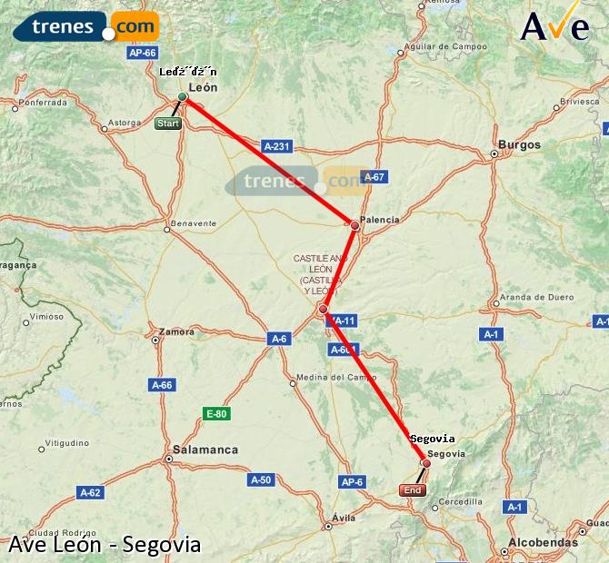 Ampliar mapa AVE León Segovia