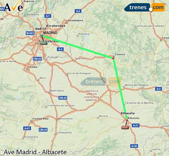 Ampliar mapa AVE Madrid Albacete