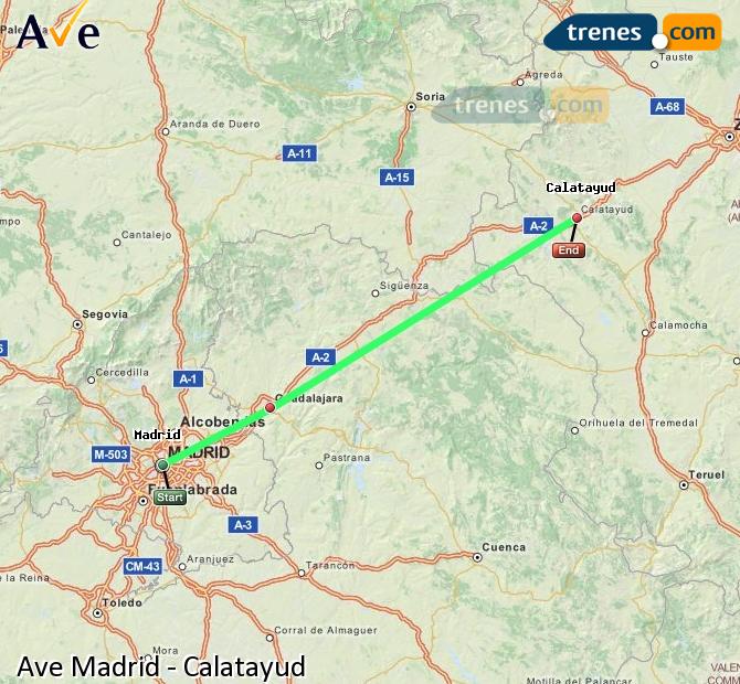 Ampliar mapa AVE Madrid Calatayud