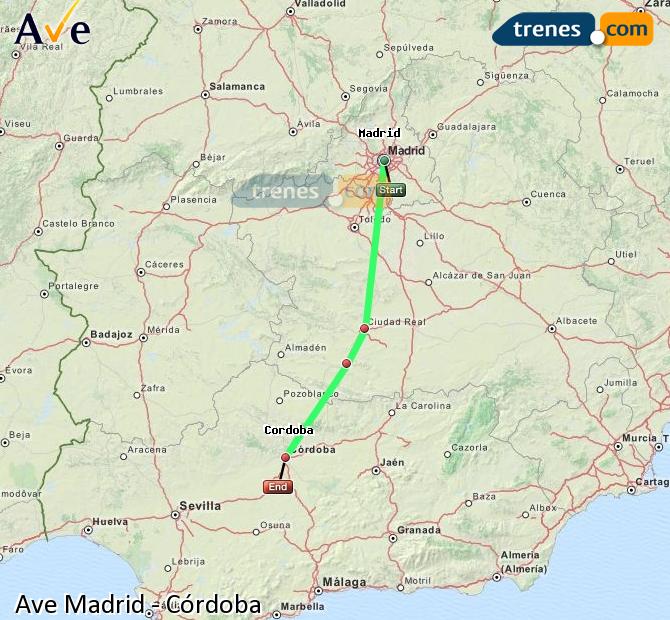 Ingrandisci la mappa AVE Madrid Córdoba