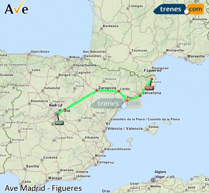 Karte vergrößern AVE Madrid Figueres