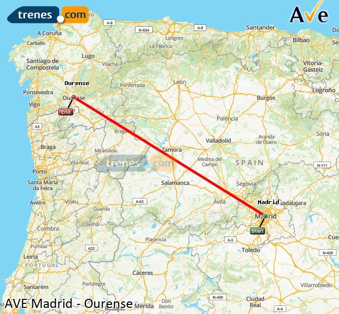 Ampliar mapa AVE Madrid Ourense