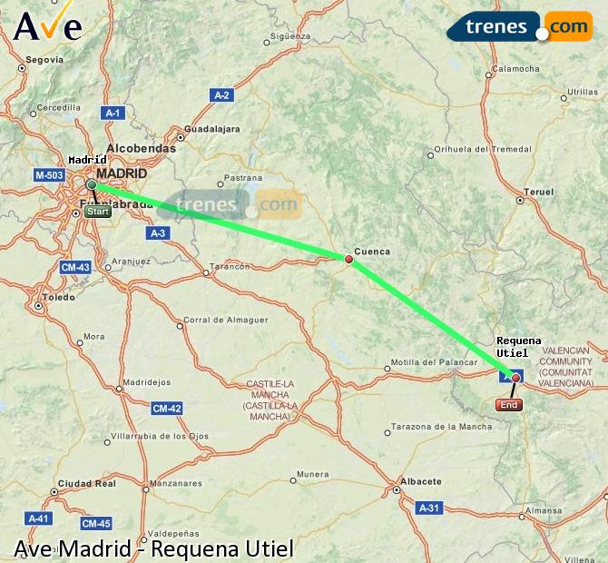 Ampliar mapa AVE Madrid Requena Utiel