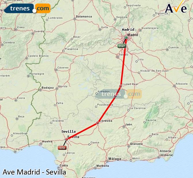 Ampliar mapa AVE Madrid Sevilla