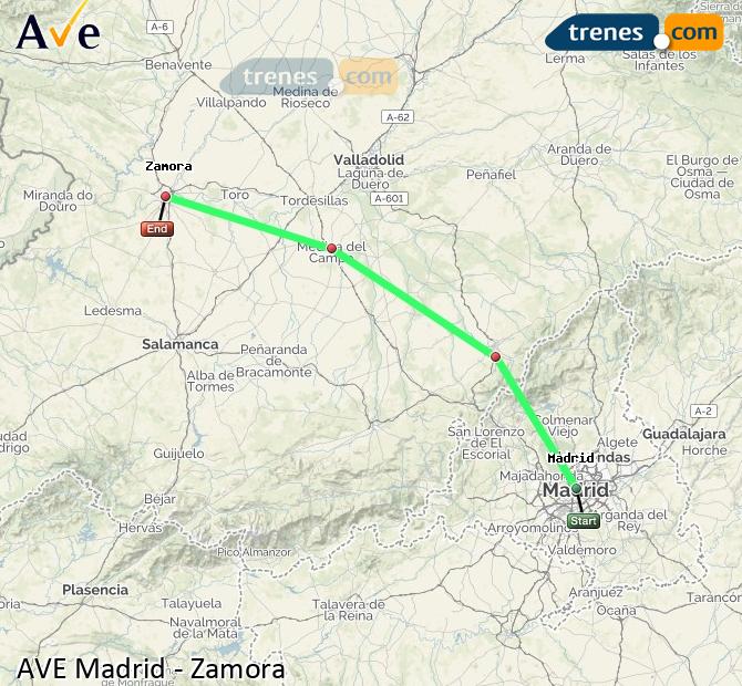 Ampliar mapa AVE Madrid Zamora