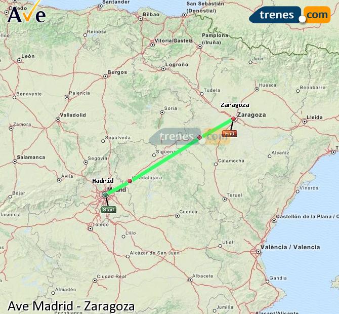 Enlarge map AVE Madrid to Zaragoza