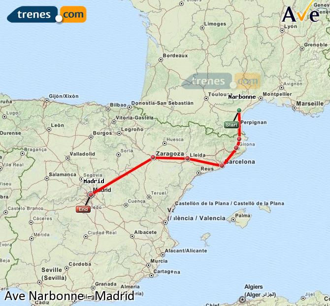 Highspeed Narbonne (Narbona) Madrid