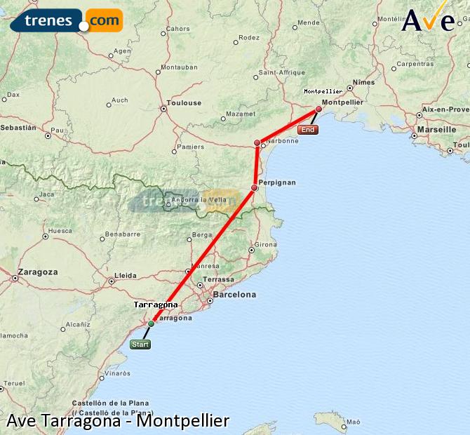AVE Tarragona Montpellier baratos, billetes desde 70,10 €