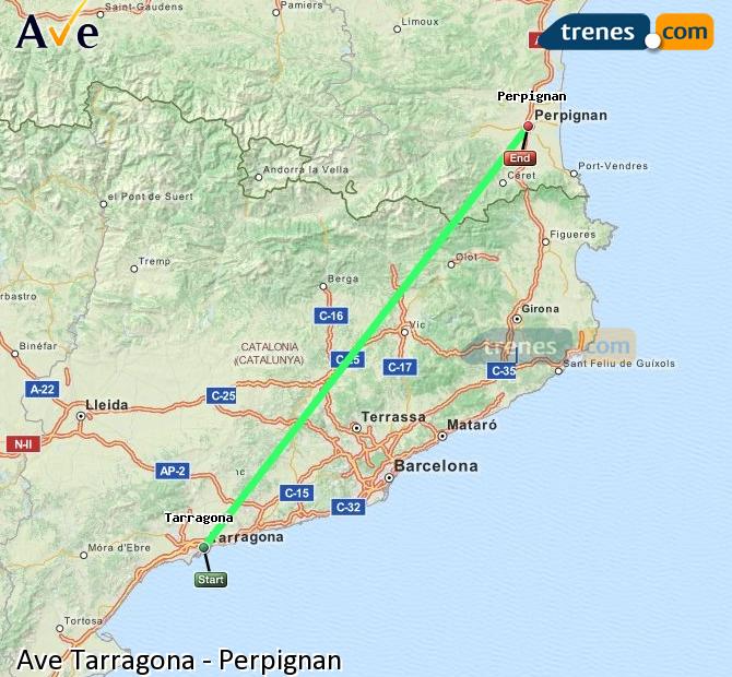AVE Tarragona Perpignan baratos, billetes desde 48,70 €