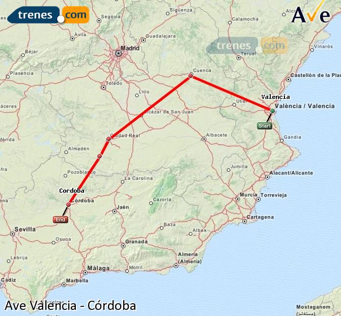 Ampliar mapa AVE Valencia Córdoba