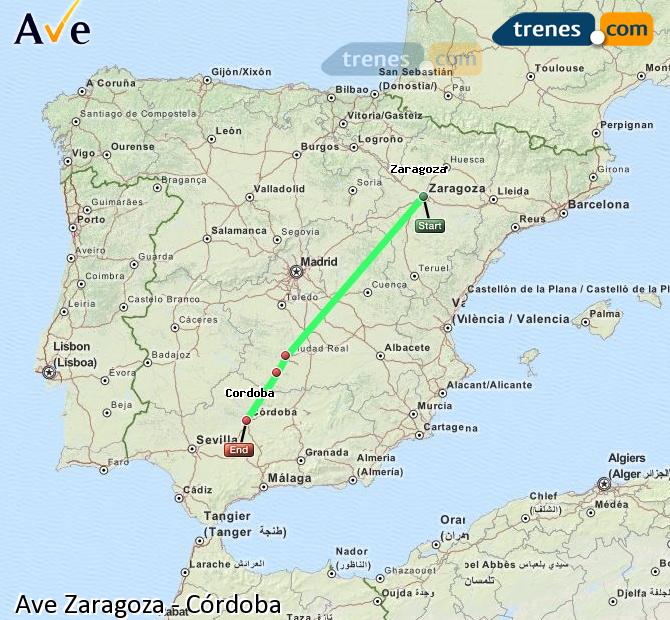 Ingrandisci la mappa AVE Zaragoza Córdoba