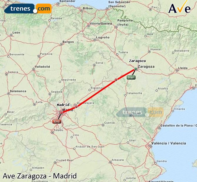 Ingrandisci la mappa AVE Zaragoza Madrid