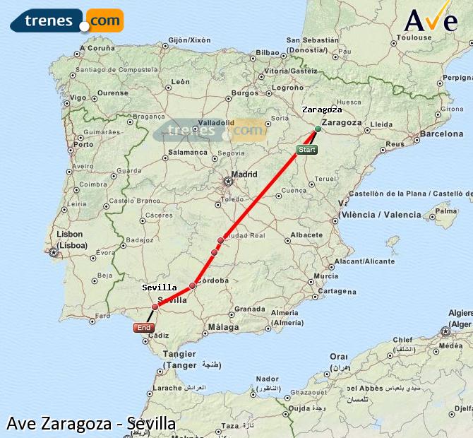 ¿Qué tarda el AVE de Zaragoza a Sevilla