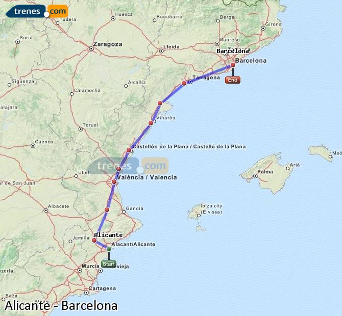 Train Alicante / Alacant to Barcelona