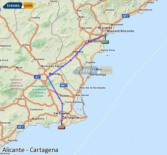 Train Alicante / Alacant to Cartagena