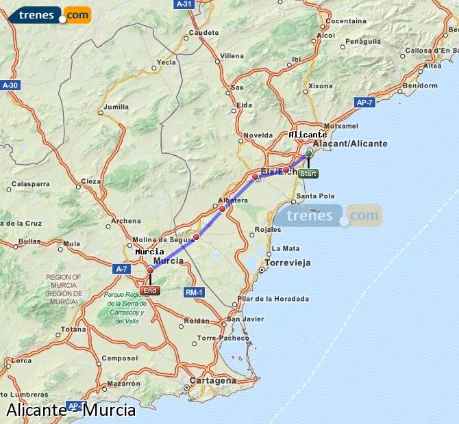 Train Alicante / Alacant to Murcia