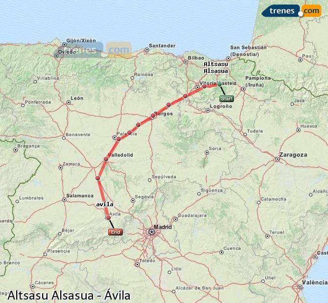 Trenes Altsasu Alsasua Ávila baratos, billetes desde 38,85 €