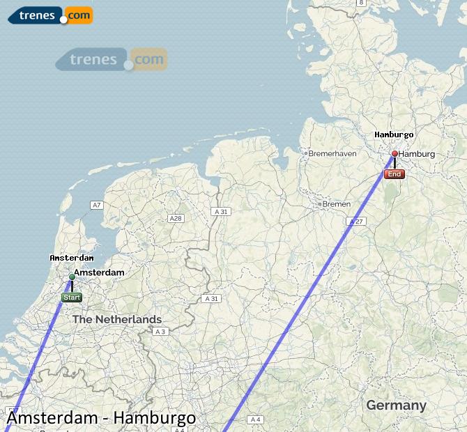 Tren Amsterdam Hamburg (Hamburgo)