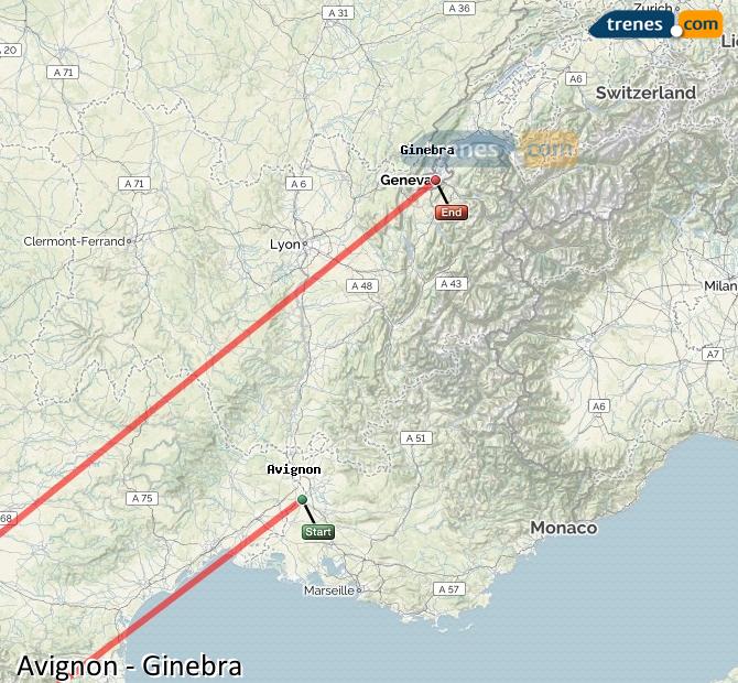 Train Avignon (Aviñón) to Genève (Ginebra)