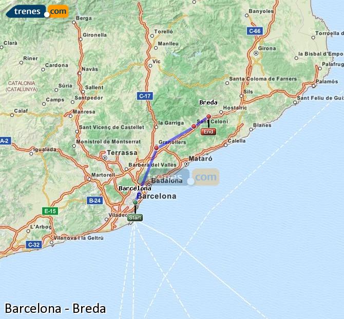 Tren Barcelona Riells i Viabrea-Breda