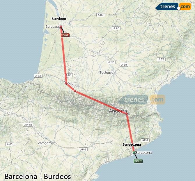 Train Barcelona to Bordeaux (Burdeos)