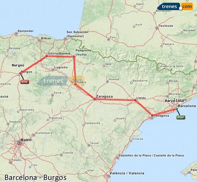 Train Barcelona to Burgos-Rosa de Lima