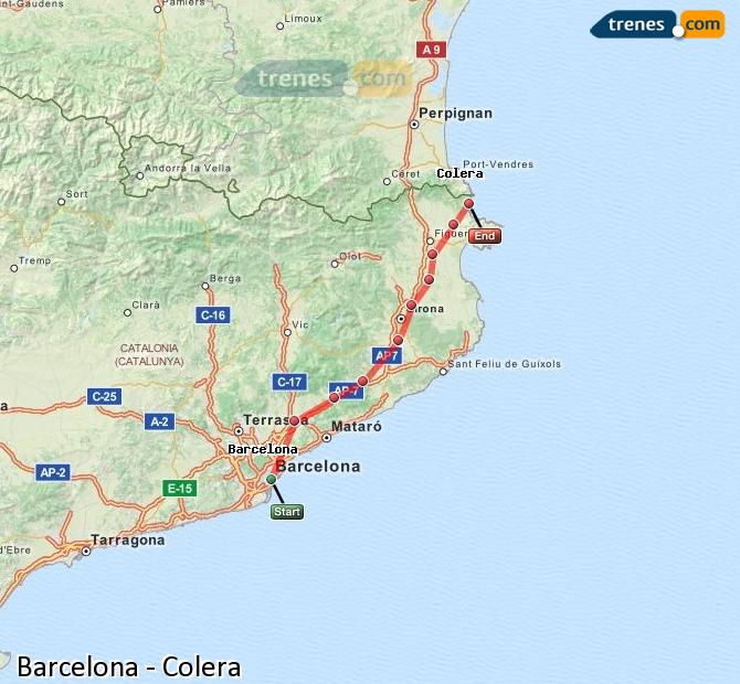 Ampliar mapa Trenes Barcelona Colera