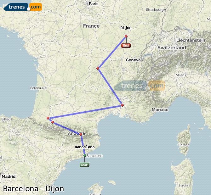 Ampliar mapa Trenes Barcelona Dijon