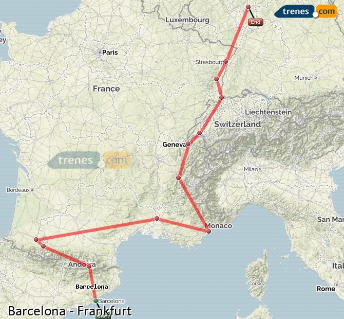 Train Barcelona to Frankfurt (Main) (Fráncfort)
