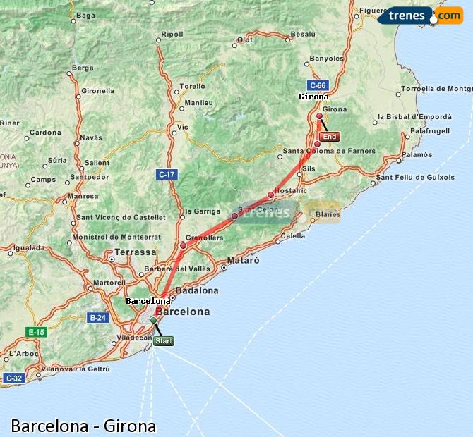 Train Barcelona to Girona (Gerona)