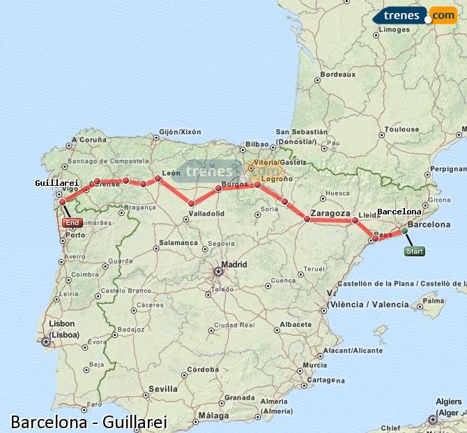 Tren Barcelona Guillarei (Guillarey)