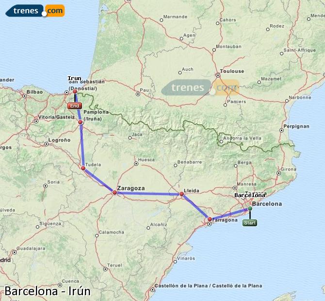 Ampliar mapa Trenes Barcelona Irún