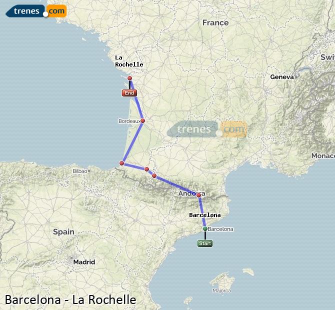 Ampliar mapa Trenes Barcelona La Rochelle