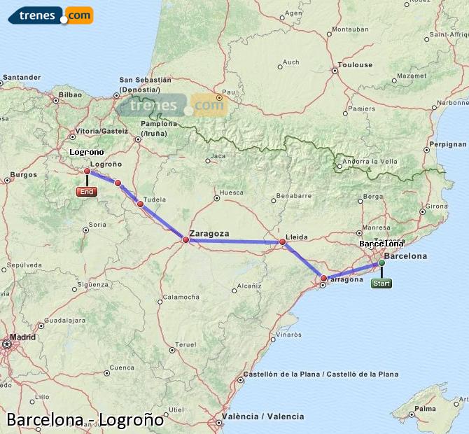 Ampliar mapa Trenes Barcelona Logroño