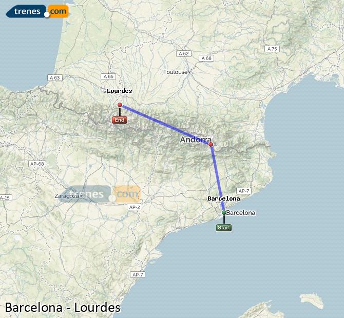 Train Barcelona to Lourdes