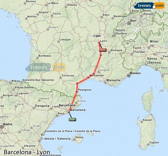 Ingrandisci la mappa Treni Barcellona Lione