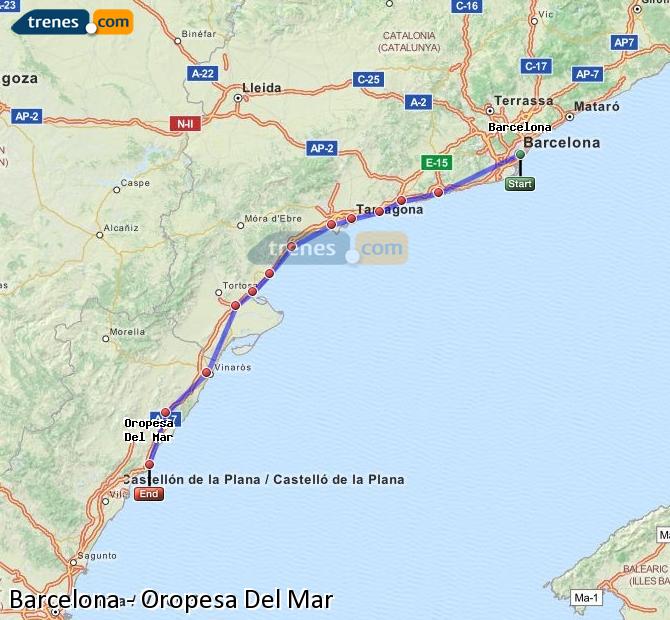 Ampliar mapa Trenes Barcelona Oropesa Del Mar