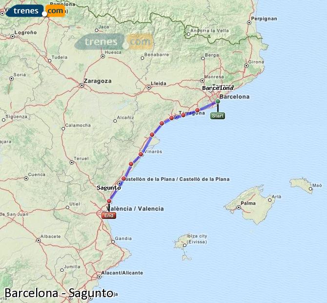 Ampliar mapa Trenes Barcelona Sagunto