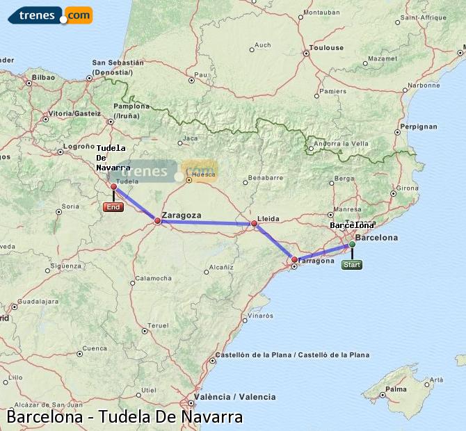 Ampliar mapa Trenes Barcelona Tudela De Navarra