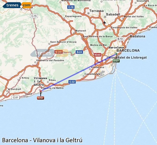 Train Barcelona to Vilanova i la Geltrú (Villanueva)