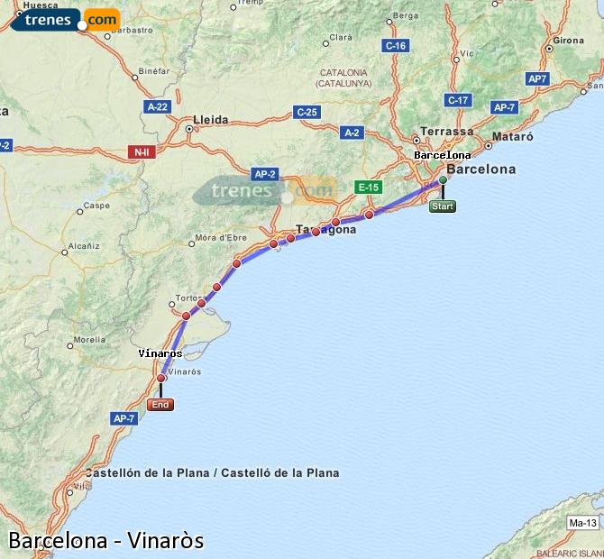 Ampliar mapa Trenes Barcelona Vinaròs