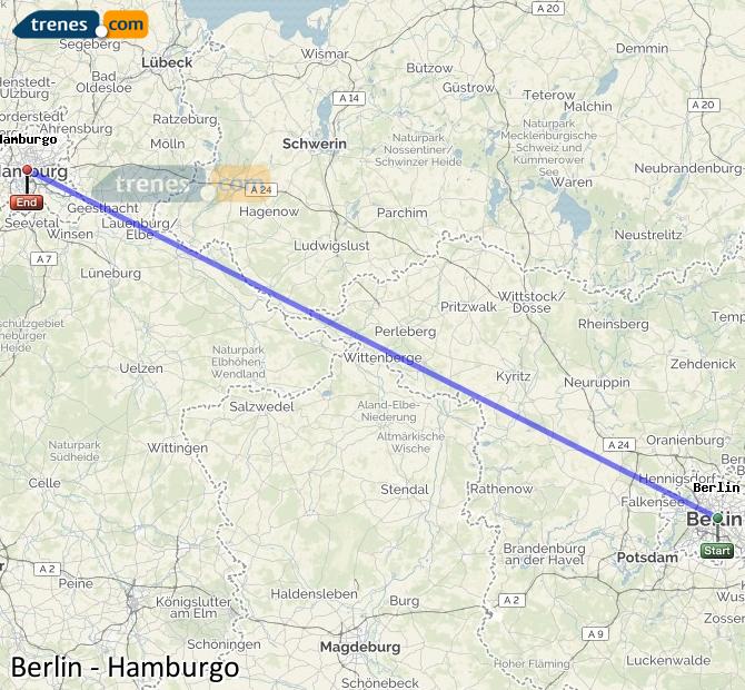 Ingrandisci la mappa Treni Berlino Amburgo