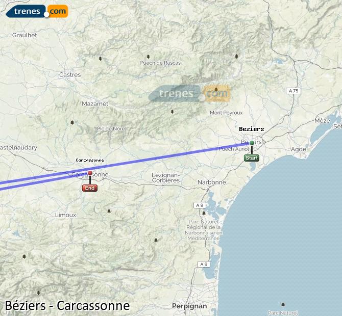 Agrandir la carte Trains Béziers Carcassonne