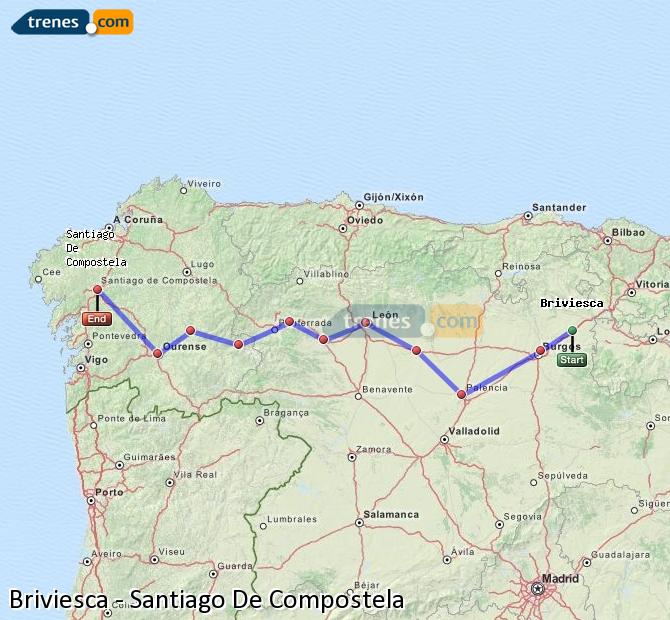 Trenes Briviesca Santiago De Compostela baratos, billetes desde 42,40