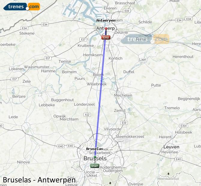 Ampliar mapa Trenes Bruselas Antwerpen